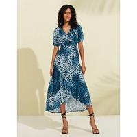 Satin Leopard Print Crossover Maxi Dress Lightinthebox