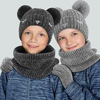 3 Pieces Toddler Unisex Active Outdoor  Daily Solid Color Knitted Polyester Hats  Caps  Gloves  Scarves Light Grey  Dark Gray One-Size Lightinthebox - thumbnail