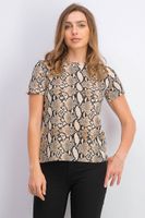 Womens Snake Print T-Shirt  Tan - thumbnail