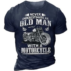 Men's Unisex T shirt 3D Print Graphic Prints Motorcycle Crew Neck Street Daily Print Short Sleeve Tops Casual Designer Big and Tall Papa T Shirts Navy Blue miniinthebox