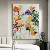 Handmade Oil Painting Canvas Wall Art Decoration Abstract Flowers Plants for Home Decor Rolled Frameless Unstretched Painting Lightinthebox