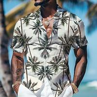 Tropical Palm Tree Vacation Hawaiian Men's Shirt Outdoor Hawaiian Holiday Summer Turndown Short Sleeve White Red S M L Shirt Lightinthebox