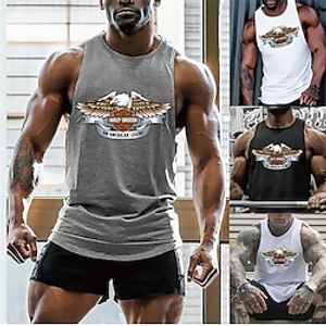 Men's Tank Top Vest Hot Stamping Graphic Prints Eagle Plus Size Crew Neck Daily Sports Print Sleeveless Tops Designer Fashion Classic Hawaiian Gray Red  Summer Lightinthebox