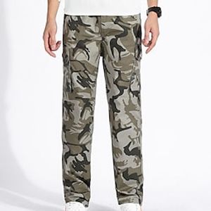 Men's Cargo Pants Trousers Elastic Waist Multi Pocket Camouflage Wearable Outdoor Daily 100% Cotton Fashion Streetwear Army Green Blue Inelastic Lightinthebox