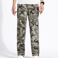 Men's Cargo Pants Trousers Elastic Waist Multi Pocket Camouflage Wearable Outdoor Daily 100% Cotton Fashion Streetwear Army Green Blue Inelastic Lightinthebox - thumbnail