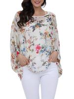 Chiffon Printed 3/4 Sleeve Sun Protective Blouse