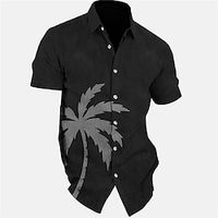 Men's Shirt Summer Hawaiian Shirt Coconut Tree Graphic Prints Turndown Black Blue Gray Street Casual Short Sleeves Button-Down Print Clothing Apparel Vintage Fashion Streetwear Designer miniinthebox - thumbnail