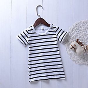 Kids Girls' T shirt Tee Short Sleeve Stripe Print Black Children Tops Summer Basic Regular Fit 2-8 Years Lightinthebox