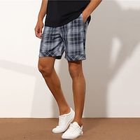 Men's Shorts Chino Shorts Bermuda shorts Work Shorts Pocket Straight Leg Grid / Plaid Comfort Short Formal Work Casual 100% Cotton Streetwear Stylish Yellow Red miniinthebox