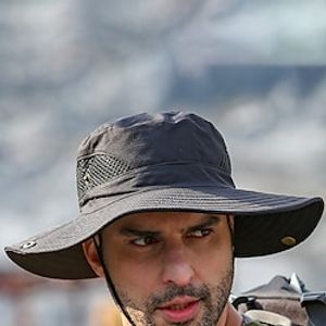 Men's Bucket Hat Sun Hat Fishing Hat Boonie hat Hiking Hat Black Navy Blue Polyester Mesh Streetwear Stylish Casual Outdoor Daily Going out Plain UV Sun Protection Sunscreen Lightweight Quick Dry Lightinthebox