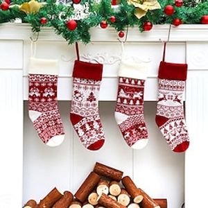 1pc Knit Christmas Stockings, ReindeerChristmas TreeSnow Flakes Knitted Stocking Decorations for Holiday Tree Decor Lightinthebox