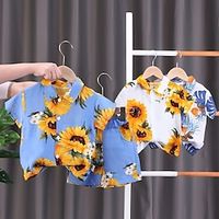 Boys Short Sleeved Floral Shirt, Children's Summer Beach Shirt, Shorts Two-Piece Set, Trendy Baby Clothes Lightinthebox