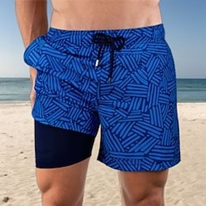 Men's Board Shorts Swim Trunks Going out Weekend Breathable Quick Dry Drawstring Elastic Waist with Pockets Color Block Short Gymnatics Casual Activewear Blue Sky Blue Lightinthebox