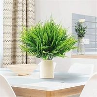 2PCS/5PCS Artificial Plant Green Persian Fern Leaves Room Decor Fake Plant Plastic Leaf Grass Home Wedding Party Table Balcony Decoration miniinthebox - thumbnail