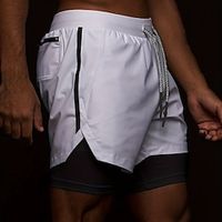 Men's Athletic Shorts Running Shorts Gym Shorts Sports Going out Weekend Breathable Quick Dry Running Casual Pocket Drawstring Elastic Waist Plain Knee Length Gymnatics Activewear Black White Lightinthebox - thumbnail