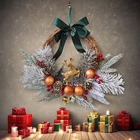 Christmas Door Hanger Deer Flower Ring Artificial Pineapple Family Restaurant Xmas Gift miniinthebox - thumbnail