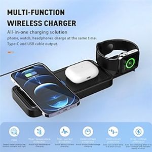 Wireless Charger Wireless Charging Pad Fast Wireless Charging 3 in 1 LED Indicator Lights For Apple Watch Cellphone Airpods 3 2 Pro 2 Lightinthebox