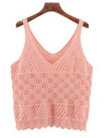 Casual Women Pink Sleeveless V-Neck Knit Vest