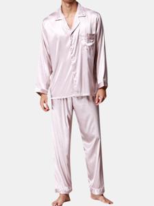 Mens Faux Silk Pajamas Sets