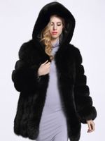 Warm Winter Faux Fur Long Sleeve Hooded Coat