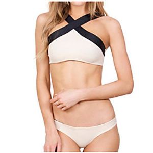 Women's Bikini Tankini Swimsuit Color Block White Black Rainbow Swimwear Halter Bathing Suits Lightinthebox