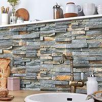 3D Frosted Pe Wall Stickers Self-Adhesive Thickened Foam Waterproof Peel-And-Stick Kitchen Waterproof Tiles With Wood Grain And Stone Texture miniinthebox - thumbnail