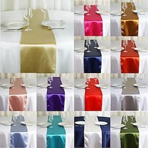 Satin Silky Table Runners Gold Wedding Table Decor White Dining Table Runner Glitter for Parties Baby Shower Birthday Table Runner Red Christmas Table Decor Lightinthebox