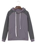 Casual Striped Sleeve Women Hoodies - thumbnail