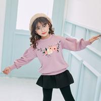 Girls Embroidery Flower Sweater - thumbnail