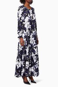 Rose Print with Logo Maxi Dress in Cotton