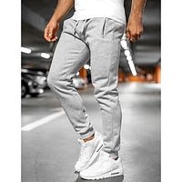 Men's Sweatpants Joggers Pocket Drawstring Elastic Waist Plain Comfort Breathable Outdoor Daily Going out Cotton Blend Fashion Casual Black Light Grey miniinthebox - thumbnail