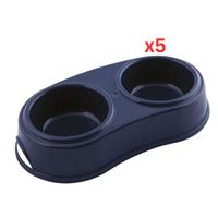 Georplast Plastic Double Antislip Pet Bowl Large - Navyblue (Pack of 5)