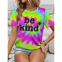 Women's Tunic Tie Dye Color Gradient Weekend Pink Short Sleeve Hawaiian Crew Neck Summer Lightinthebox