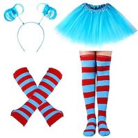 The Cat in the Hat Cosplay Thing One Thing Two Cosplay Costume Gloves Socks / Long Stockings Women's Girls' Movie Cosplay Halloween Blue Halloween Carnival Children's Day Skirt Gloves Socks Lightinthebox