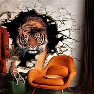 Animal Wallpaper Mural Tiger Wall Covering Sticker Peel and Stick Removable PVC/Vinyl Material Self Adhesive/Adhesive Required Wall Decor for Living Room Kitchen Bathroom miniinthebox