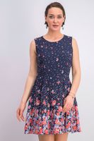 Womens Border-Print Fit & Flare Dress Dancing Botanic Womens Border-Print Fit & Flare Dress Dancing Botanic
