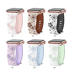 Flower Engraved Compatible with Apple Watch band 38mm 40mm 41mm 42mm 44mm 45mm 49mm Rugged Butterfly Buckle Silicone Strap Replacement Wristband for iwatch Ultra 2 Series 9 8 7 SE 6 5 4 3 2 1 Lightinthebox