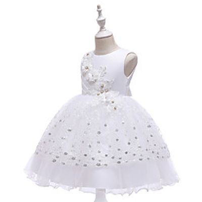 Princess Dress Party Costume Flower Girl Dress Girls' Movie Cosplay Christmas New Year's Golden White Pink Dress Christmas Halloween Children's Day Polyester  Cotton Lightinthebox