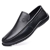 Men's Loafers  Slip-Ons Leather Shoes Drive Shoes Hand Stitching Casual Daily Office  Career Leather Cowhide Breathable Non-slipping Black Brown Fall Spring / Square Toe miniinthebox - thumbnail
