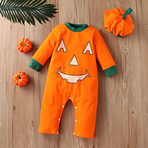 Baby Unisex Basic Print Long Sleeve Romper Orange Lightinthebox