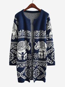 Elephant Printed Knitted Cardigans