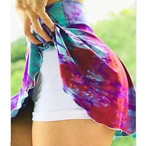 Women's Skirt Above Knee Polyester Purple Pink Red Skirts 2 in 1 Print Fashion Sports Outdoor Weekend S M L Lightinthebox