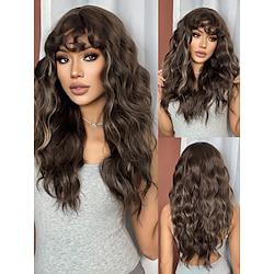 Synthetic Wig Uniforms Career Costumes Princess Curly Deep Curly Middle Part Layered Haircut Machine Made Wig 26 inch Dark Brown Synthetic Hair 26 inch Women's Cosplay Party Fashion Brown Lightinthebox