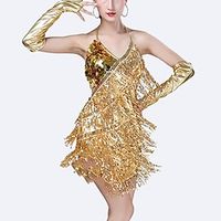 Latin Dance Dance Costumes Dress Tassel Splicing Sequins Women's Performance Party Sleeveless Polyester Lightinthebox - thumbnail