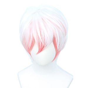 Short Straight Pink White Cosplay Wig Halloween Costume Men's Full Wig miniinthebox