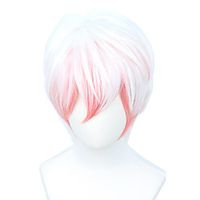 Short Straight Pink White Cosplay Wig Halloween Costume Men's Full Wig miniinthebox - thumbnail