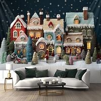 Christmas Snow House Hanging Tapestry Wall Art Large Xmas Tapestry Mural Decor Photograph Backdrop Blanket Curtain Home Bedroom Living Room Decoration Lightinthebox - thumbnail
