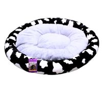 Coco Kindi Cow Pattern Washable Pizza Fur Bed For Dogs & Cats - Size 4