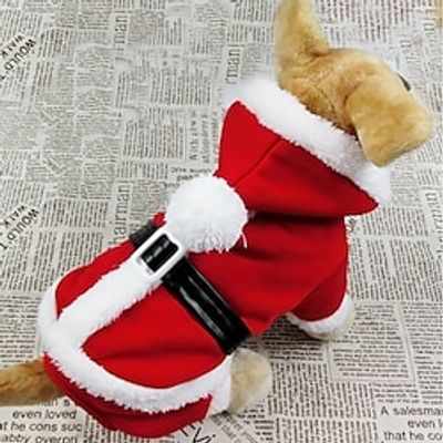 Pet Christmas Costume Dog Winter Coat Soft Warm Dog HoodedJacket For Autumn And Winter Dog Festival Clothes Lightinthebox