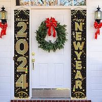 1pc 2024 New Year Poster with Hangers Courtyard Party Wall Art Canvas Posters Art For Home Living Room Decoration Wall Art Decor miniinthebox - thumbnail